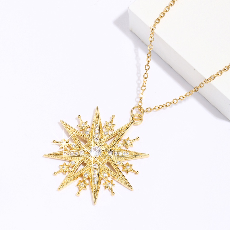 fashion copperplated 18K gold 16 full star zircon full diamond pendant necklace