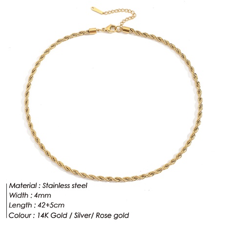Fashion double Layer Necklace Twist Chain Necklace Stainless Steel Gold Plated Necklace's discount tags
