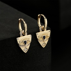 fashion copper 18K gold zircon devil's eye copper earrings wholesale