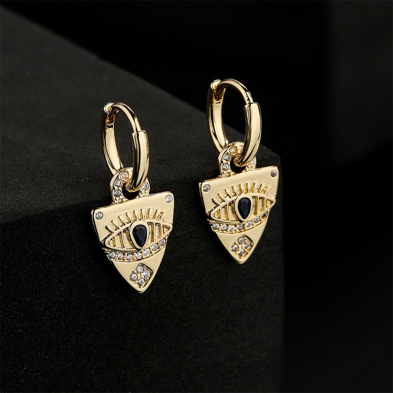 fashion copper 18K gold zircon devils eye copper earrings wholesale
