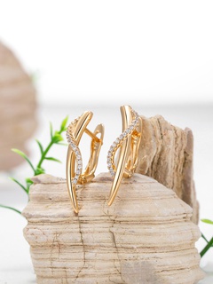 fashion jewelry cross unilateral micro-set zircon copper earrings