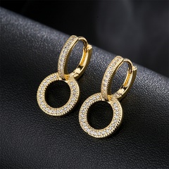 vintage copper geometric 18K gold micro-set zircon earrings wholesale