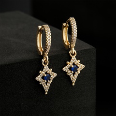 fashion hollow geometric copper 18K gold zircon geometric earrings wholesale