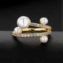 plated 18K gold microencrusted zircon pearl geometric open copper ring femalepicture7