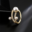 plated 18K gold microencrusted zircon pearl geometric open copper ring femalepicture8
