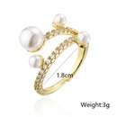 plated 18K gold microencrusted zircon pearl geometric open copper ring femalepicture9