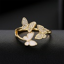 copper zircon jewelry plated 18K gold butterfly open ring femalepicture7