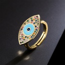 Fashion new copperplated 18K gold mixed color zircon drip oil devils eye copper ringpicture6