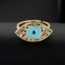 Fashion new copperplated 18K gold mixed color zircon drip oil devils eye copper ringpicture7