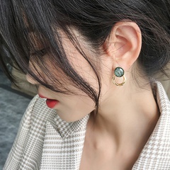 retro green crystal circle earrings fashion alloy earrings