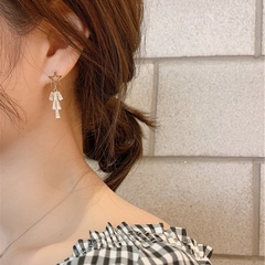fashion five-pointed star zircon tassel earrings simple long  alloy earrings