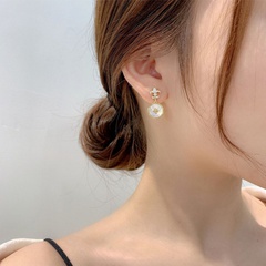 Fashion Round Imitation Shell Earrings Baroque Alloy Stud Earrings