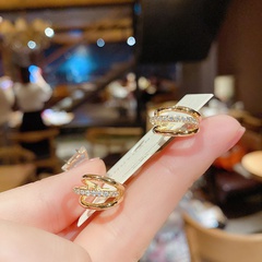 fashion diamond-studded three-ring earrings retro alloy earrings