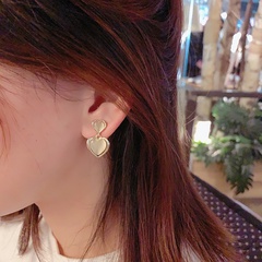 fashion heart-shaped opal earrings simple alloy earrings