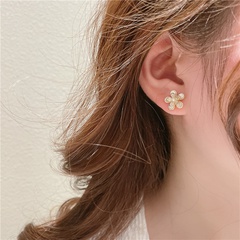 fashion flower cute stud earrings simple solid color alloy earrings