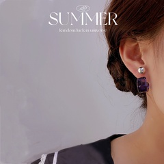 fashion solid color acrylic hoop earrings irregular simple earrings