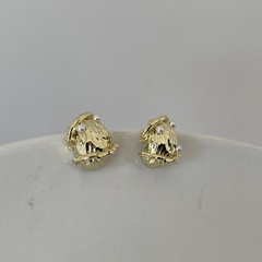 vintage alloy half-circle irregular inlaid pearl stud earrings wholesale