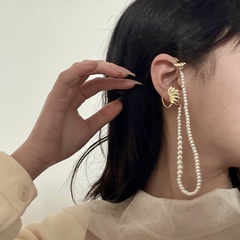 fashion shell tassel wind retro pearl chain double-layer cochlear ear bone clip wholesale