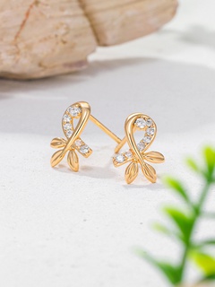 fashion leaf cross inlaid zircon copper earrings wholesale