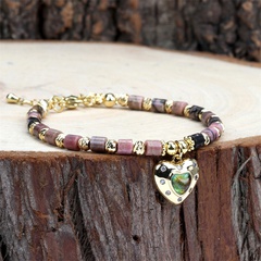 New semi-precious stone faceted crystal heart pendant copper bracelet