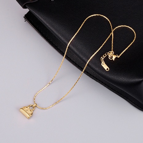 fashion titanium steel plated 18k gold solid bag-shaped simple necklace   NHAB647010's discount tags