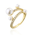 plated 18K gold microencrusted zircon pearl geometric open copper ring femalepicture11