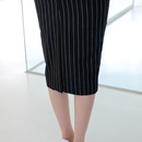 Fashion spring nude shoulder dress slim hip striped skirtpicture11