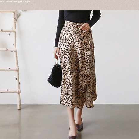 Leopard Print Mid-Length Matching A-Line Chiffon Skirt NHSHX648243's discount tags