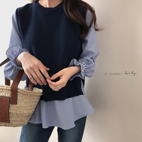 Two-piece long-sleeve shirt with knitted vest's discount tags