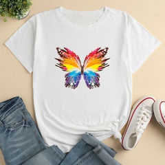 Color Butterfly Fashion Print Ladies Loose Casual T-Shirt