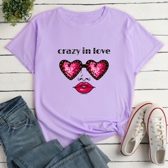 Heart Shaped Eye Fashion Print Ladies Loose Casual T-Shirt