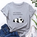Fashion Letter Panda Character Print Ladies Loose Casual TShirtpicture7
