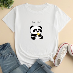 Panda Fashion Print Ladies Loose Casual T-Shirt