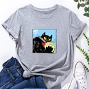 Fashion Cartoon Cat Print Ladies Loose Casual TShirtpicture10
