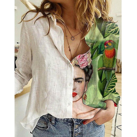 New White Shirt New Flower Printed Long Sleeve Shirt's discount tags
