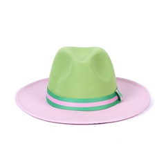 chapeaux de jazz de couleur de contraste classique chapeaux de ceinture à gros bord en laine en gros