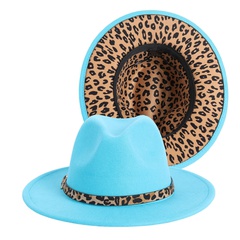vintage woolen top hat leopard print wide big-brimmed felt hat wholesale