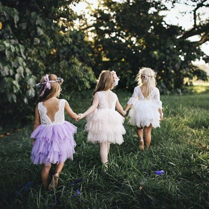 new summer hollow childrens skirt lace longsleeved white princess skirt