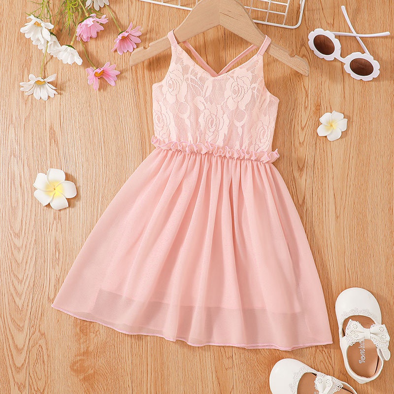 2022 summer baby girl pink suspender skirt fashion girl princess skirt