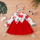 childrens new fashion longsleeved dress printing bow mesh skirtpicture6