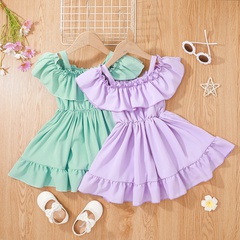 summer children's suspender dress solid color girls fashion children's skirt