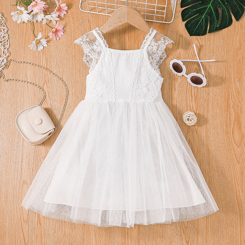 new little girl princess dress white summer girls suspender dress