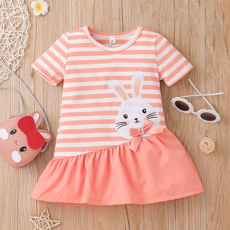 Childrens clothing wholesale summer baby girl striped shortsleeved dress