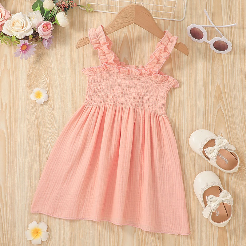 little girl suspender skirt clothes 2022 summer girls pink twist dress