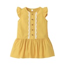 Girls Summer Flying Sleeve Dress Casual Baby Yellow Splicing Dresspicture10