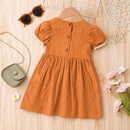New summer shortsleeved dress casual little girl sweet solid color Aline skirtpicture7