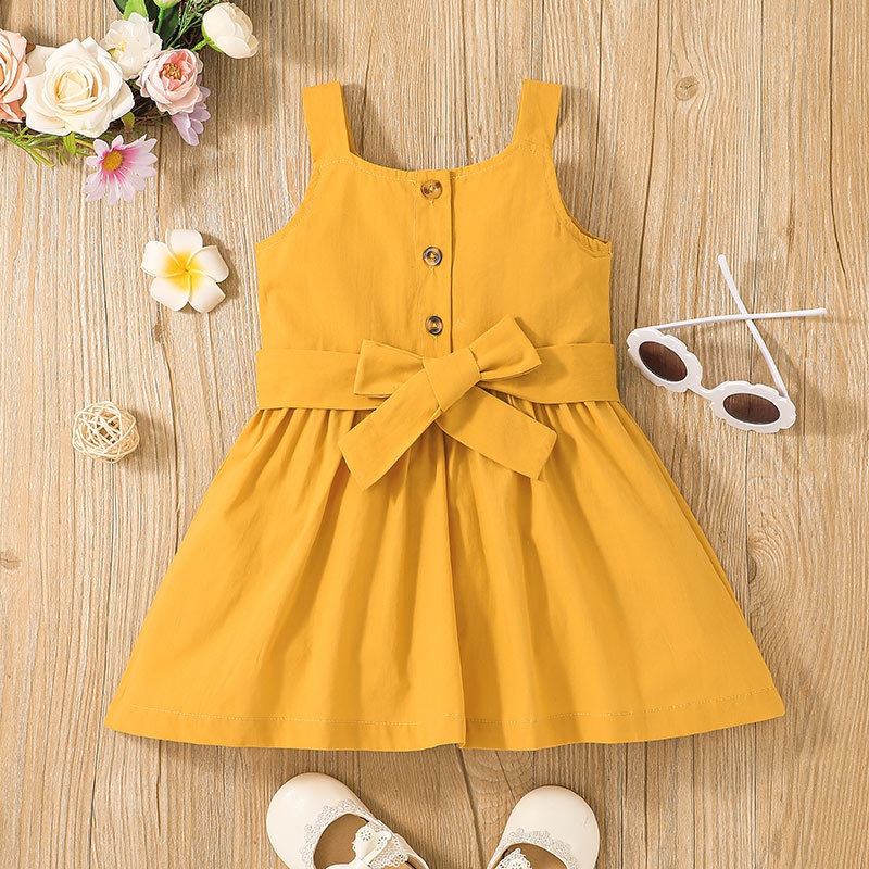 summer baby cute dress girl solid color childrens suspender skirt
