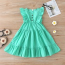 Summer new childrens skirt fashion sleeveless solid color suspender pleated skirtpicture6