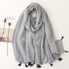 fashion scarf blue gray small square tassel travel beach towel shawl