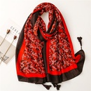 fashion scarf red letter printing fringed silk scarf long shawl thinpicture6